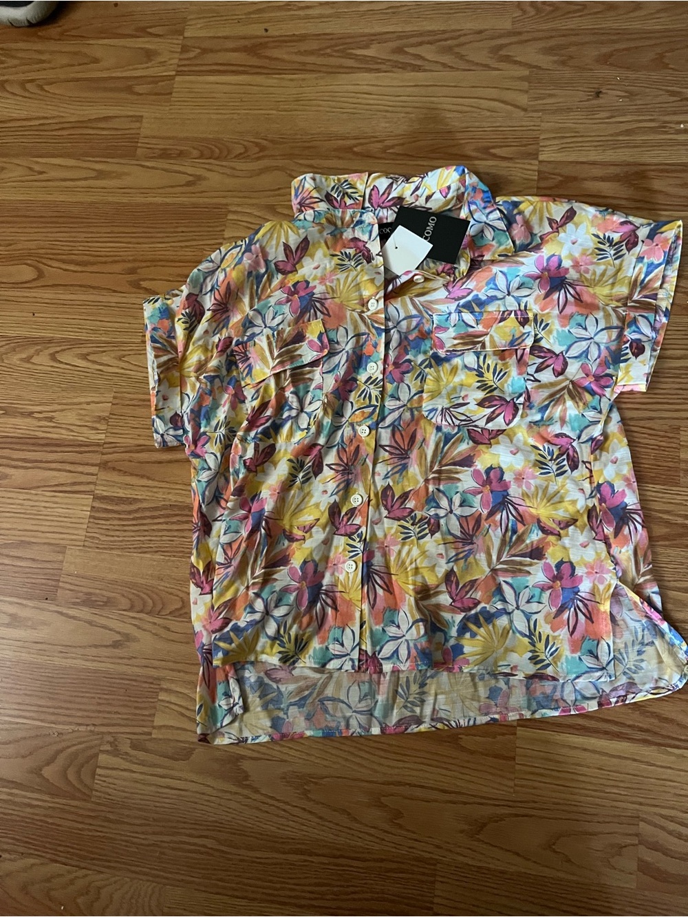 Cocomo Multicolor Floral Short-Sleeve Button-Down Shirt